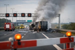 A16 Langdurig Gesloten na Brand in Vrachtwagen