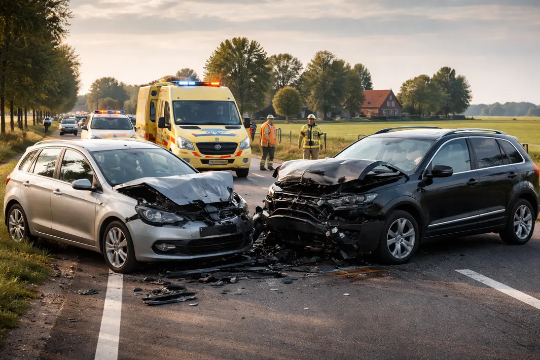 Aanrijding tussen twee voertuigen op de Hoogbloklandseweg veroorzaakt aanzienlijke schade