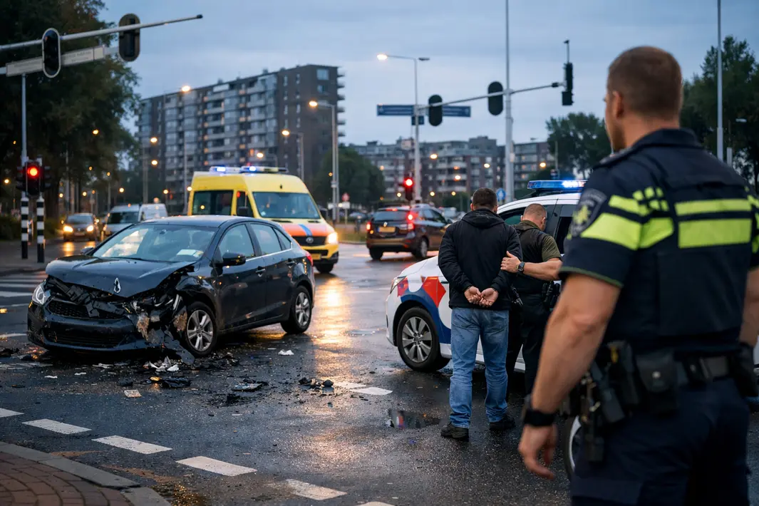 Bestuurder aangehouden na aanrijding op kruispunt Spinozaweg en Pascalweg