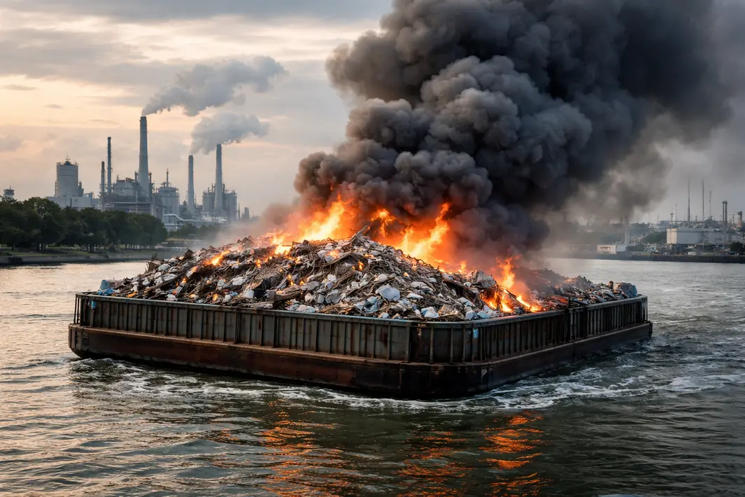 Brand in duwbak met afval veroorzaakt stankoverlast in regio Botlek