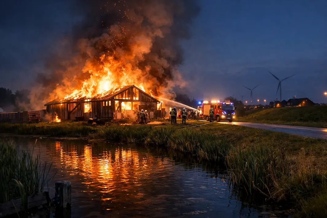 Brand in houten constructie aan Maasdijk in Zwartewaal