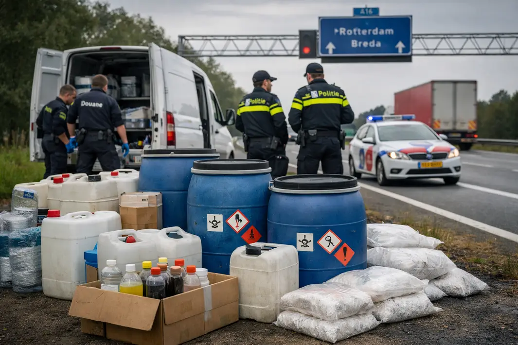 Chemicaliën voor cocaïnewasserijen gevonden bij controle op A16