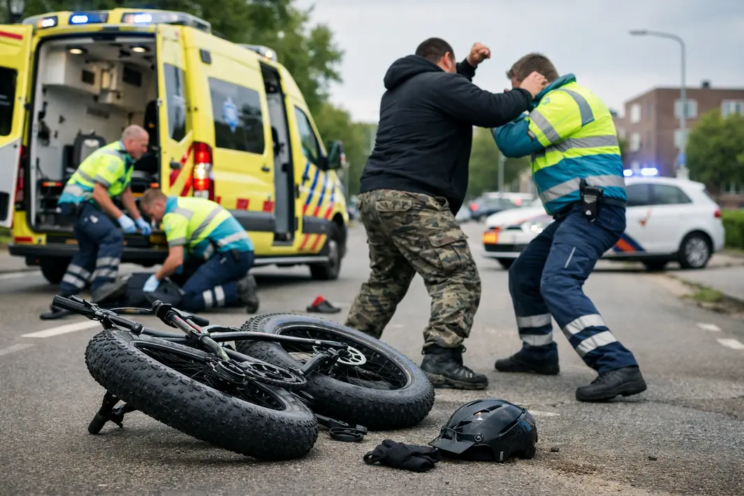 Fatbiker valt na aanrijding en slaat ambulancemedewerker in Zwijndrecht