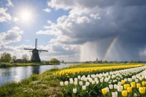 Frisse lentetag met afwisselend zon en kans op buien