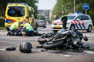 Motorrijder raakt gewond na botsing op Hekelingseweg in Spijkenisse