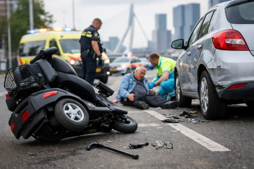 Scootmobielbestuurder raakt gewond bij ongeval met auto in Rotterdam