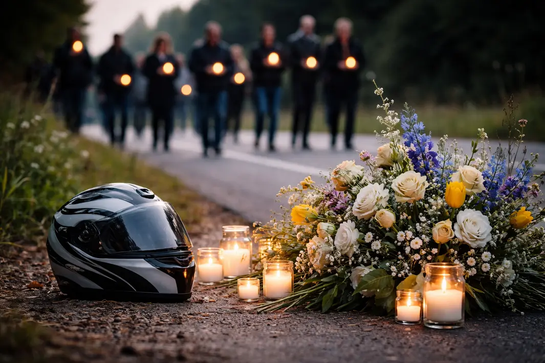 Stille tocht en bloemen ter nagedachtenis aan jonge motorrijder na tragisch ongeluk