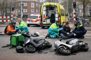 Verkeersongevallen met maaltijdbezorger en scooterrijder leiden tot gewonden
