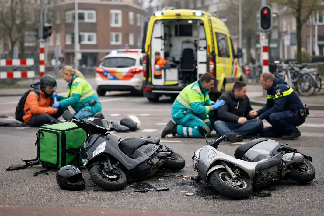 Verkeersongevallen met maaltijdbezorger en scooterrijder leiden tot gewonden