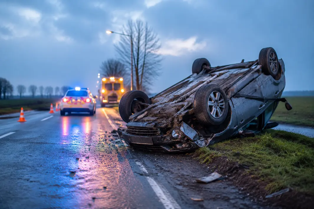 Bestuurder onder invloed betrokken bij ongeval met over de kop geslagen auto