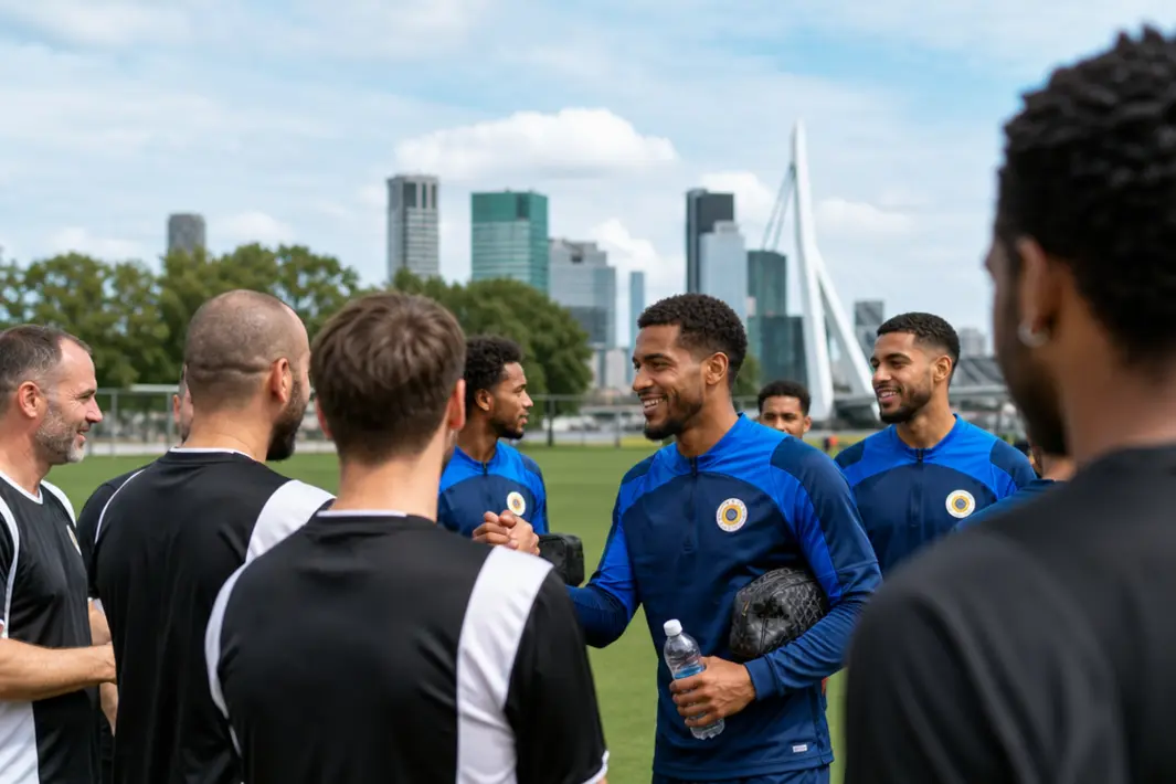Curaçaose WK-selectie op bezoek bij Rotterdamse amateurvoetbalclub