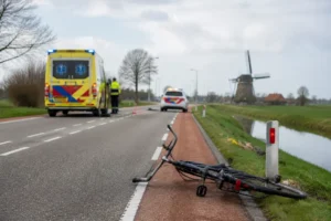Fietser zwaargewond na aanrijding op N-weg in Alblasserwaard