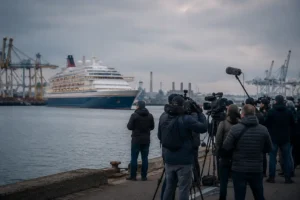 Grote internationale media-aandacht voor aankomst van besmet schip in Europoort