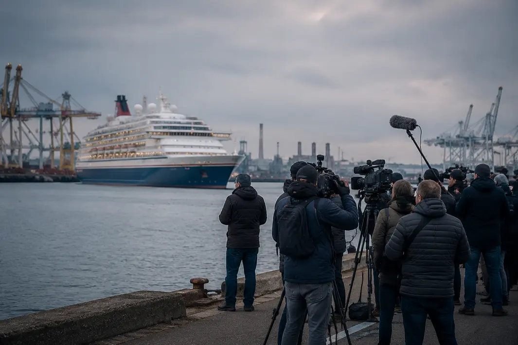Grote internationale media-aandacht voor aankomst van besmet schip in Europoort
