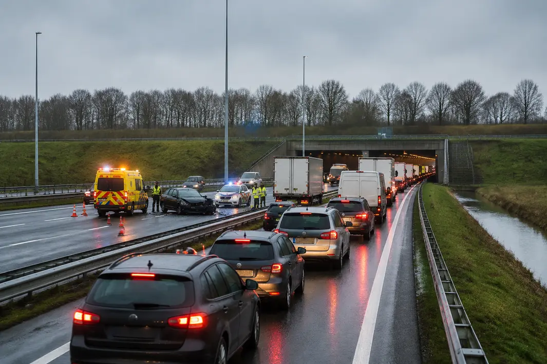 Langdurige vertraging door ongeluk bij tunnel op A4 richting Rotterdam