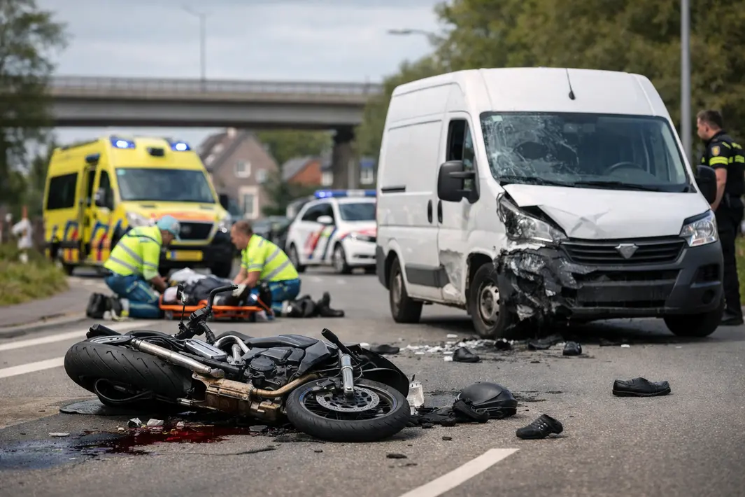 Motorrijder raakt zwaargewond na ongeluk met busje in Sliedrecht