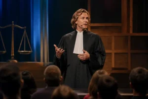 Rechter Jacco Janssen treedt op in het theater en maakt recht toegankelijker