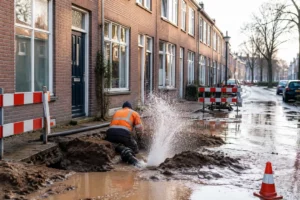 Veertig woningen in Transvaalstraat getroffen door waterleidingbreuk