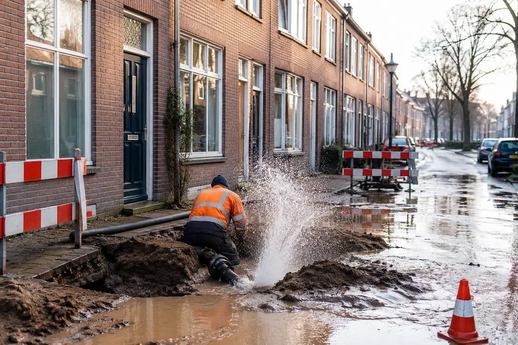 Veertig woningen in Transvaalstraat getroffen door waterleidingbreuk