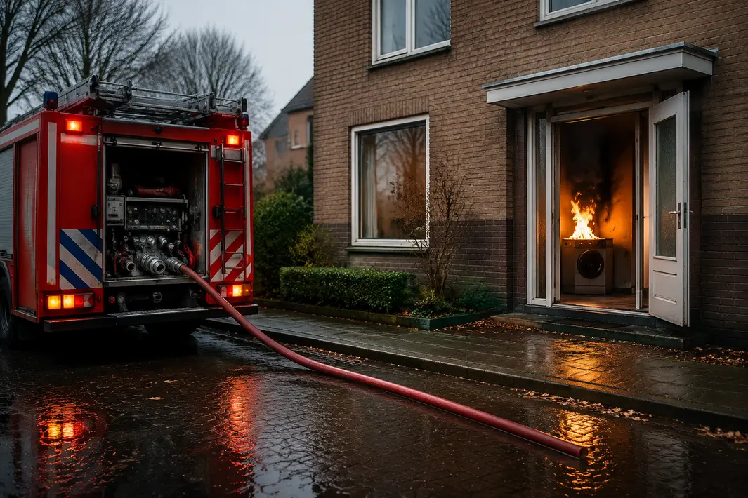 Brand in wasmachine in woning zonder bewoners