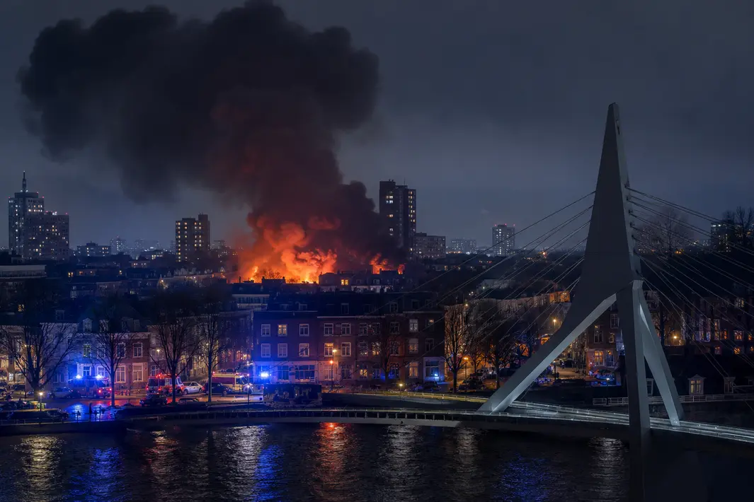 Explosie met brand in Rotterdam-Charlois afgelopen nacht
