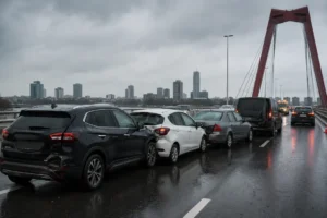 Meerdere voertuigen betrokken bij kettingbotsing op Van Brienenoordbrug