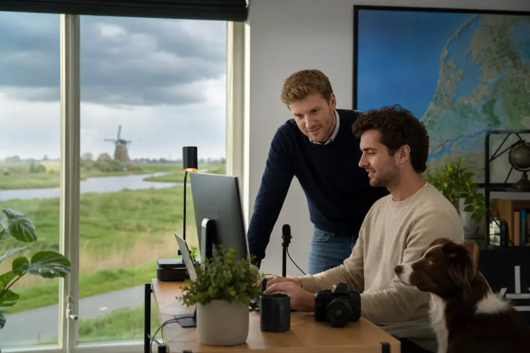 Rutger bouwt mediabedrijf samen met vriend en hond