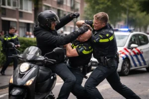 Scooterrijder valt agenten aan tijdens controle in Rotterdam-Charlois
