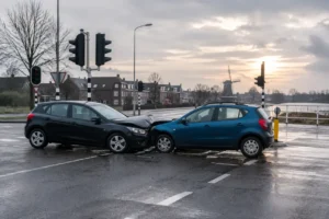 Twee auto's botsen op kruispunt in Vijfsluizen