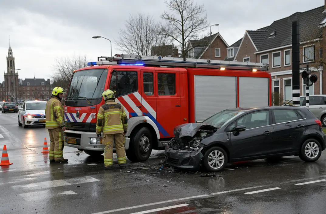 Verkeersongeval met brandweerbusje tijdens spoedrit naar reanimatie