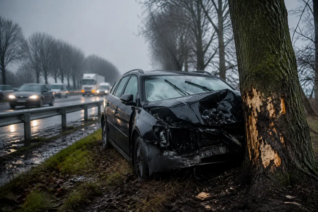 Auto raakt van de weg en botst tegen boom op A29 bij Numansdorp